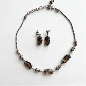Brighton Night Mist Necklace Earring Set Smoky Quartz